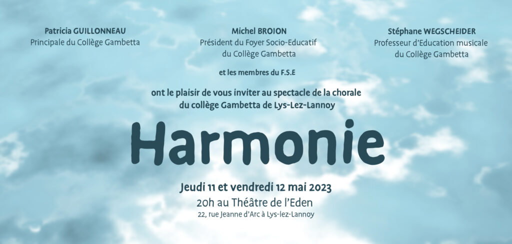 Harmonie, comédie musicale de la chorale du collège Gambetta carte verso