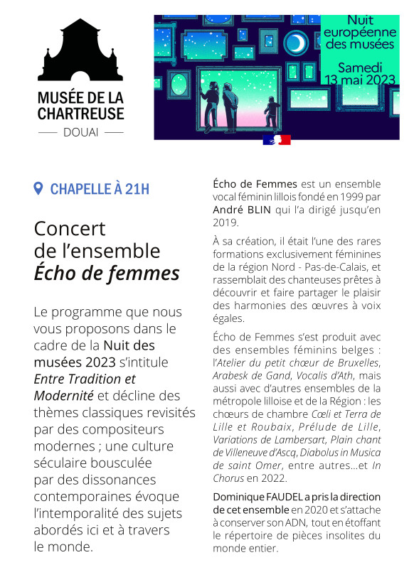 Concert de l'ensemble Echo de Femmes au Musée de la Chartreuse