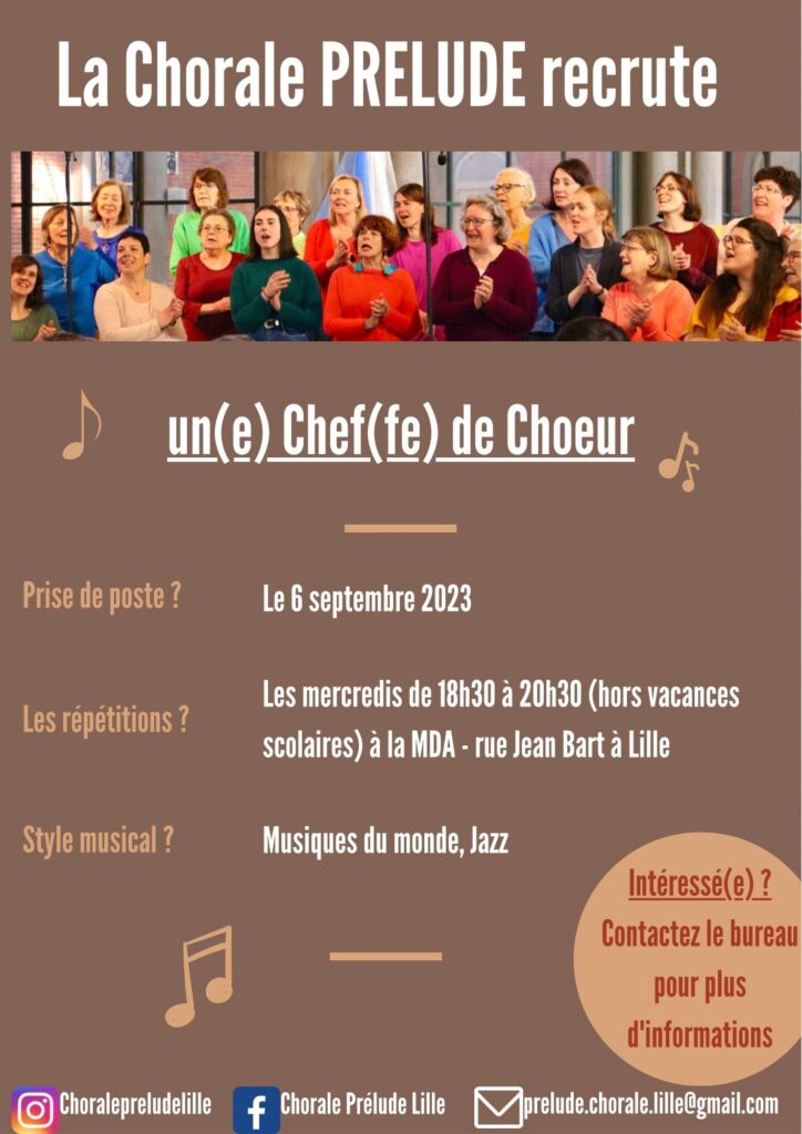 Prélude recrute un(e) chef(fe) de choeur