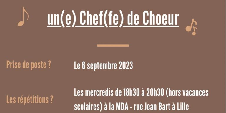 Prélude recrute pour la rentrée de septembre 2023 Prélude recrute un(e) chef(fe) de choeur
